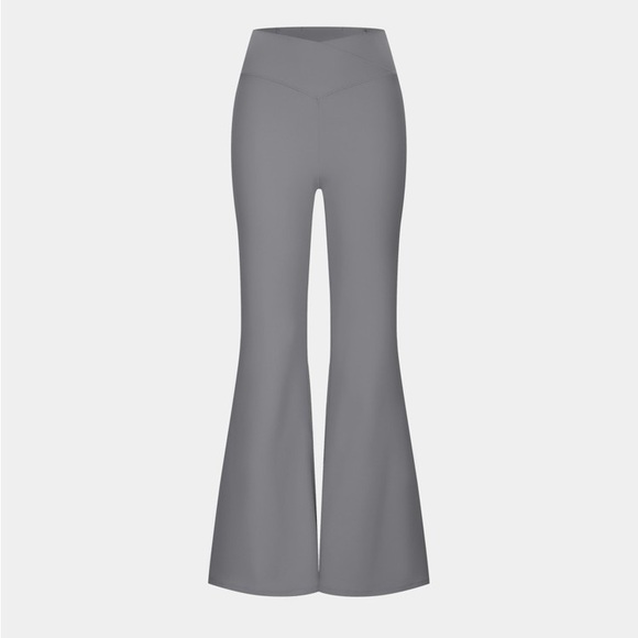 NWT HALARA Crossover High Waisted Back Pocket Super Flare Pants SIZE PS Grey - Picture 4 of 11